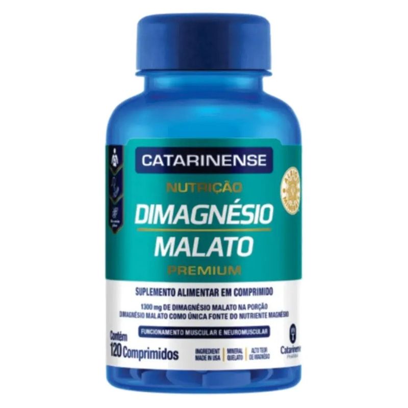 suplemento alimentar dimagnésio malato premium nutrição 120 comprimidos catarinense