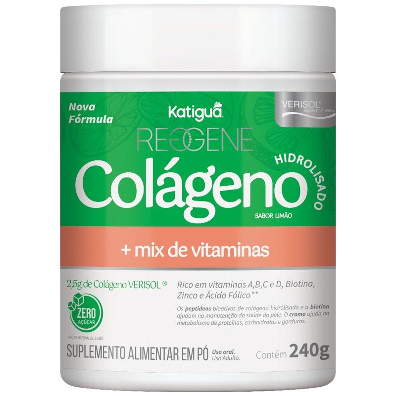 colágeno verisol + mix de vitaminas sabor limão suplemento 240g reggene katiguá