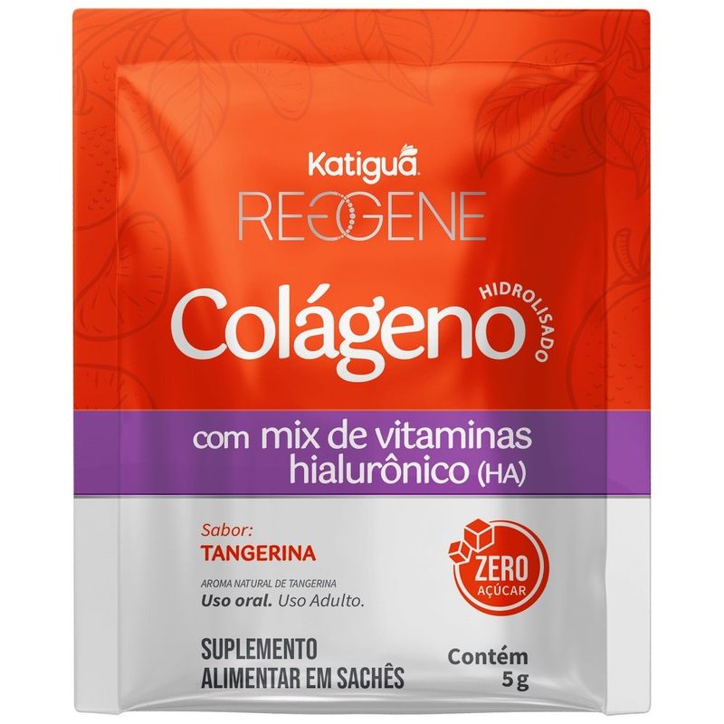 colágeno verisol + ácido hialurônico + mix de vitaminas sabor tangerina 30 sachês reggene katiguá