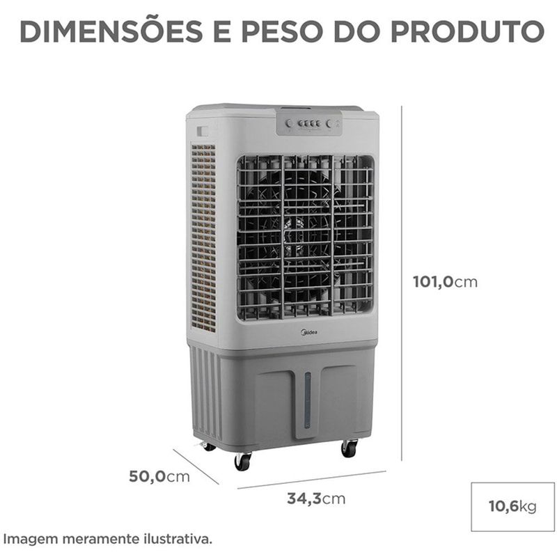 climatizador de ar portátil midea 34,5 litros para fluxo de ar 127v branco accm341
