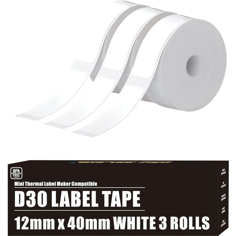 fita para etiquetadora kolkim printmaster d30 q30, 3 rolos 12x40mm a-bi
