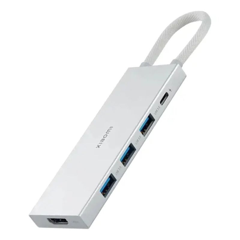 hub adaptador xiaomi 5 em 1 usb e type-c cinza (id)