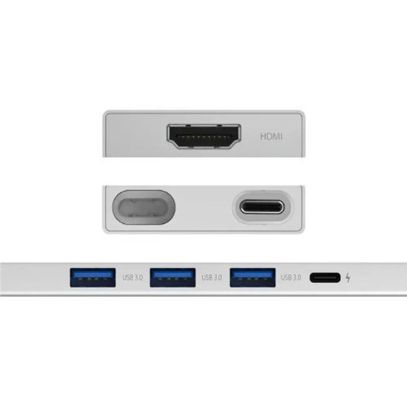 hub adaptador xiaomi 5 em 1 usb e type-c cinza (id)