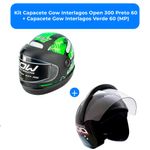 kit capacete gow interlagos open 300 preto 60 + capacete gow interlagos verde 60 (mp)