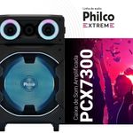 caixa de som amplificada philco bluetooth v5.3 1700w pcx7300 com woofer 12 polegadas, bateria até 15 horas, flash light e tws