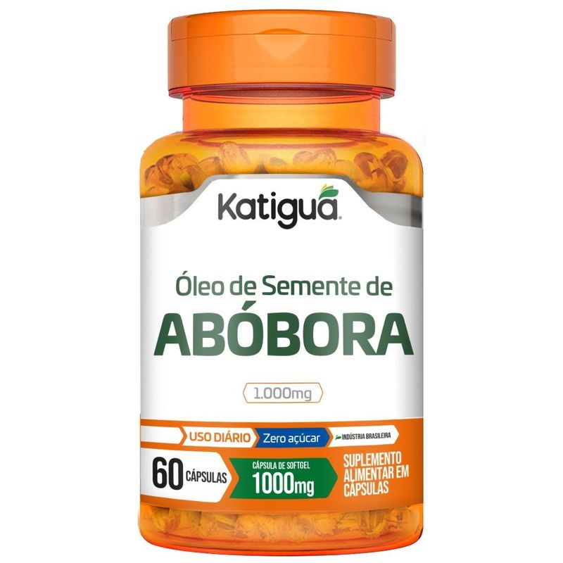 óleo de semente de abóbora 1000mg 60 cápsulas suplemento alimentar katiguá