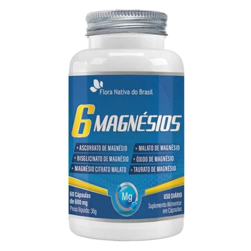 6 magnésios 260mg 60 cápsulas suplemento alimentar flora nativa do brasil