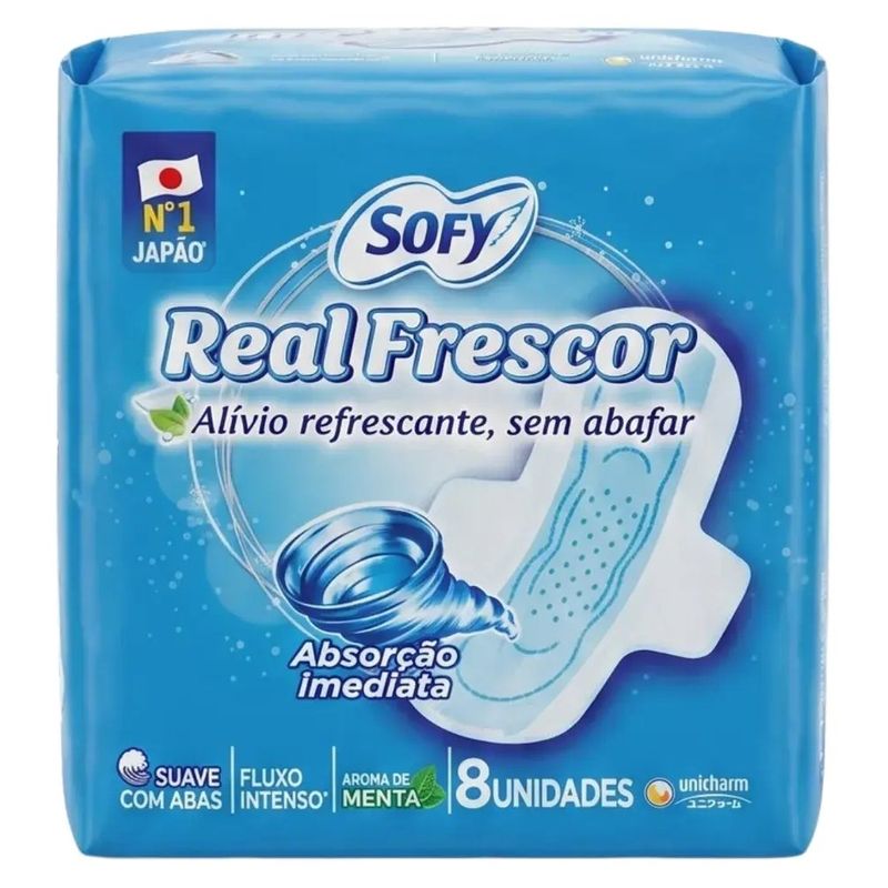 absorvente sofy real frescor suave com abas 8 unidades