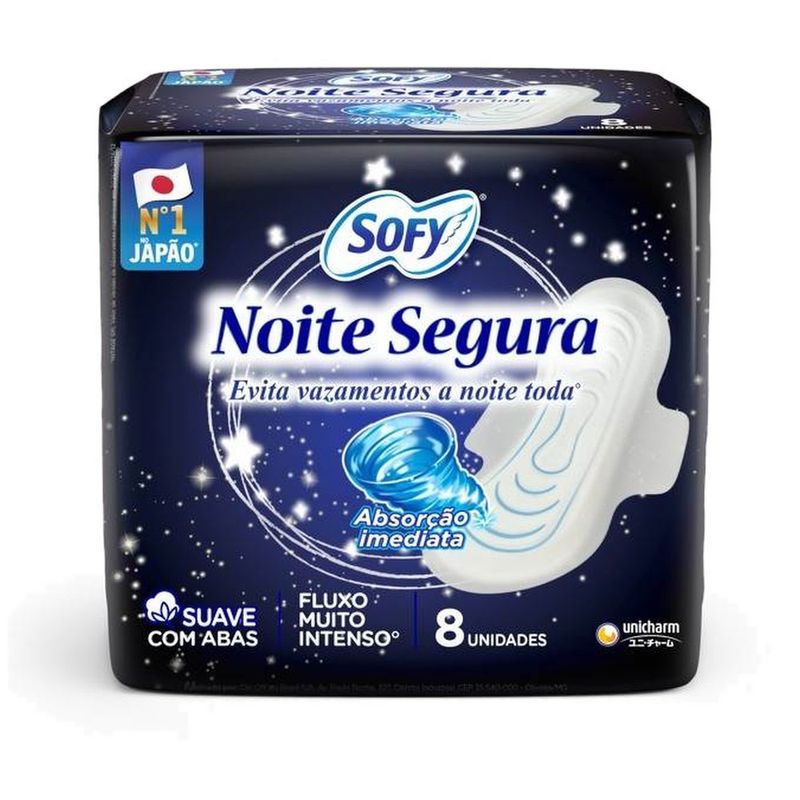 absorvente sofy noite segura suave com abas 8 unidades