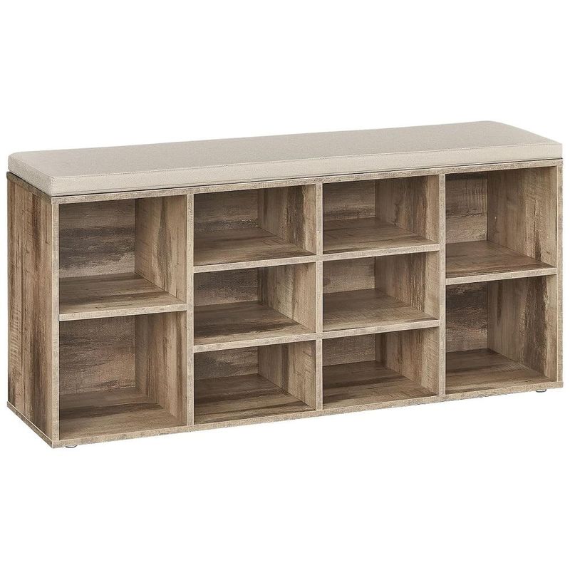 banco organizador hongjiang com assento estofado 102x30x48 madeira e-bi