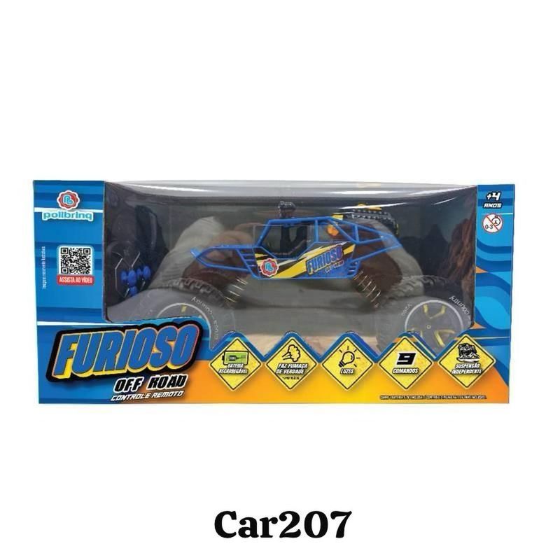 carrinho de controle remoto polibrinq furioso off road car207
