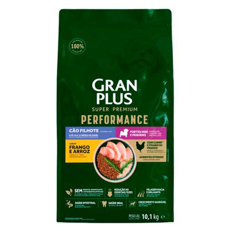 ração cães filhotes gran plus performance mini e pequenos frango 2,5kg (mp)
