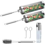 conjunto 2 peças cesto para grelha com rodinhas meytunsin aço inox 304 a-mbi