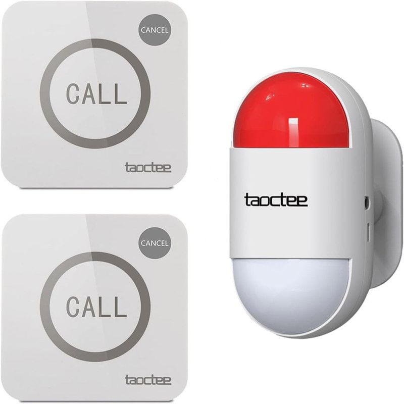 kit 3 peças botão pânico alarme com controle remoto e usb taoctee cor branco a-mbi