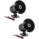 sirene elétrica com fio 12v qwork cor preto a-mbi