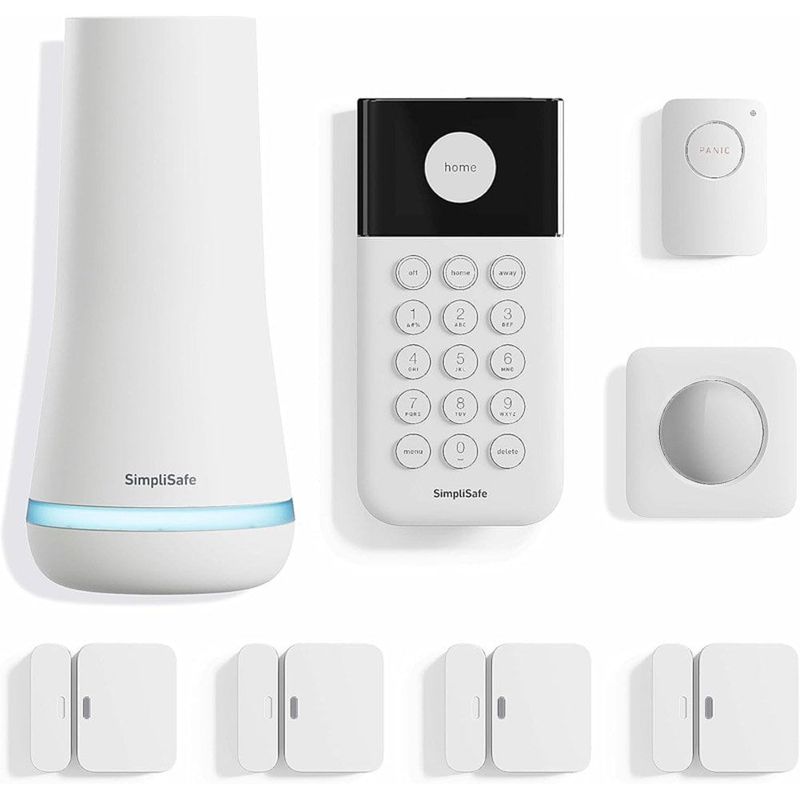 kit 8 peças alarme sem fio 24 horas google alexa simplisafe cor branco a-mbi
