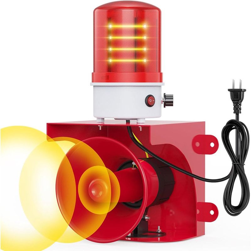 sirene de alarme com luz e alcance de 150m antom 120db cor vermelho a-mbi