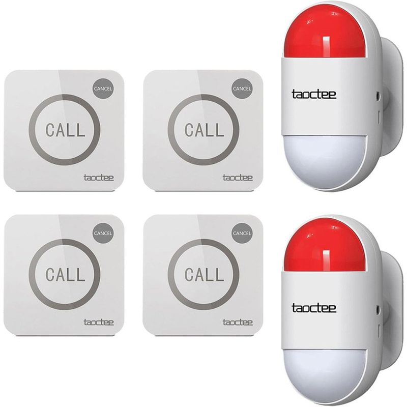 kit 6 peças botão de pânico sistema de alarme com 2 sirenes e 4 botões taoctee a-mbi