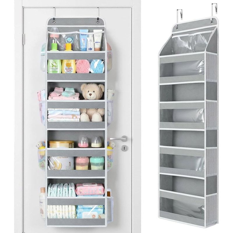 organizador de porta 4 bolsos 122x14x35cm yecaye cor cinza a-mbi