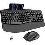 kit 2 peças teclado e mouse sem fio ergonômico 2 níveis faadar ek39 cor preto a-mbi