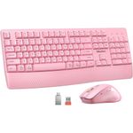 kit 2 peças teclado e mouse sem fio 3 níveis 2,4ghz dpi cor rosa a-mbi