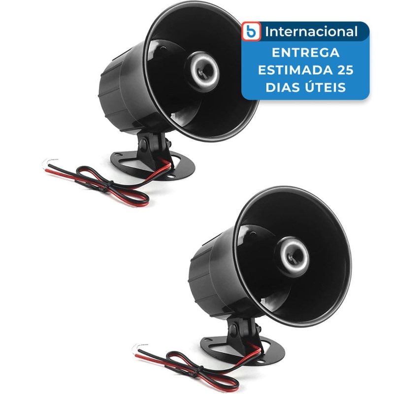 sirene elétrica com fio 12v qwork cor preto a-mbi