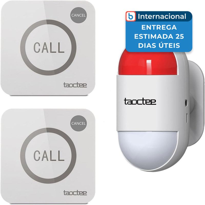 kit 3 peças botão pânico alarme com controle remoto e usb taoctee cor branco a-mbi
