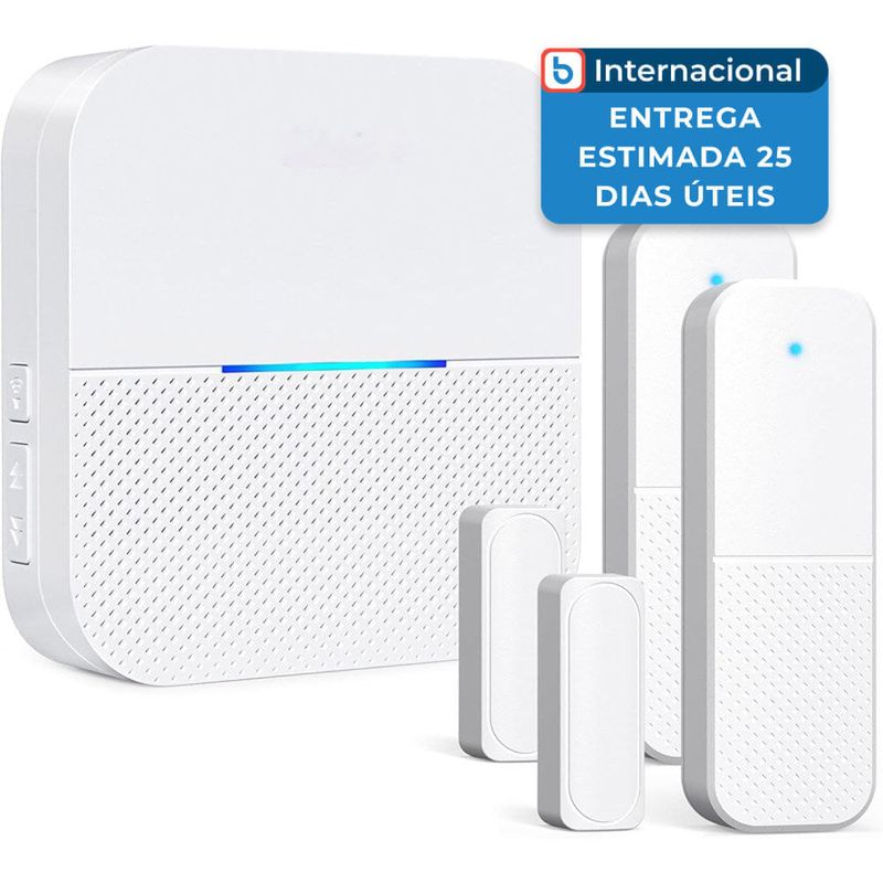kit 3 peças alarme de porta sem fio 58 toques 180m cor branco a-mbi