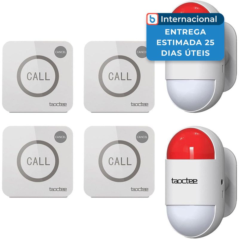 kit 6 peças botão de pânico sistema de alarme com 2 sirenes e 4 botões taoctee a-mbi