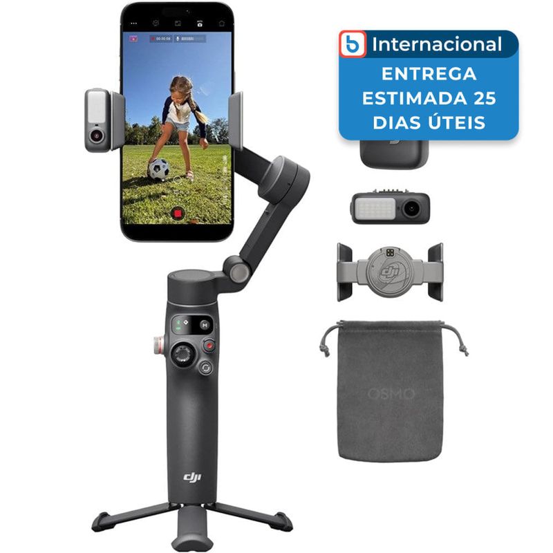 estabilizador para celular dki ia 360° com microfone cor preto a-mbi