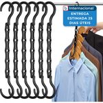 kit 8 peças cabide organizador para 5 roupas amkufo cor preto a-mbi