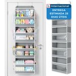organizador de porta 4 bolsos 122x14x35cm yecaye cor cinza a-mbi