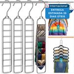 kit 4 peças cabide organizador para 9 roupas heyhouse cor prata a-bi