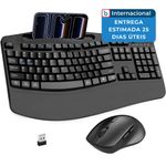kit 2 peças teclado e mouse sem fio ergonômico 2 níveis faadar ek39 cor preto a-mbi
