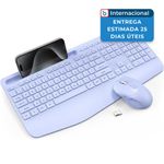 kit 2 peças teclado e mouse sem fio ergonômico 2,4ghz trueque cor roxo a-mbi