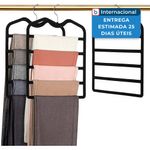 kit 3 peças cabide organizador veludo de 5 níveis doiown cor preto a-mbi
