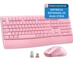 kit 2 peças teclado e mouse sem fio 3 níveis 2,4ghz dpi cor rosa a-mbi