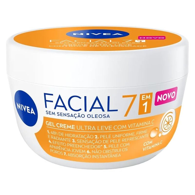 gel creme facial ultra leve 7 em 1 com vitamina c nivea 100g