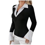 blusa gorglitter tamanho xg manga flare 2 em 1 listrado preto a-mbi