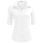 camisa feminina hotouch tamanho g manga 3/4 com botões slim branco a-mbi