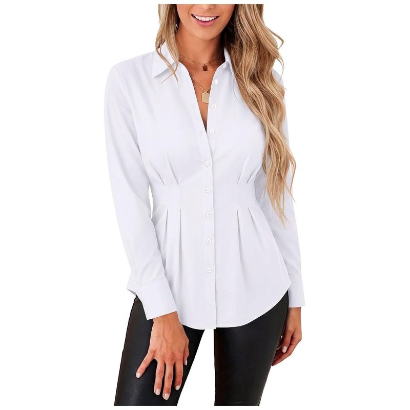 camisa feminina siliteelon tamanho g manga longa com botões branco a-mbi
