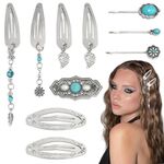 kit de fivela para cabelo yaeism y2k 10 peças turquesa/prata a-mbi