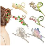 kit de fivela para cabelo cysincos borboleta/flor 6 peças colorido a-mbi