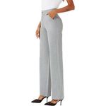 calça feminina ichosy tamanho 50 cintura alta reta com bolsos cinza a-mbi