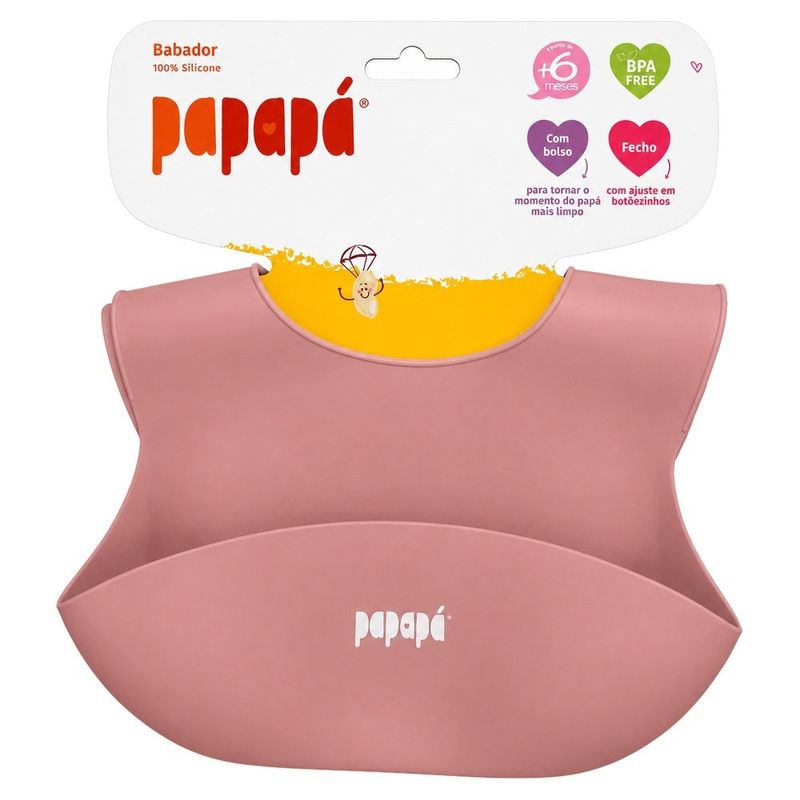 babador infantil com bolso papapá rosa