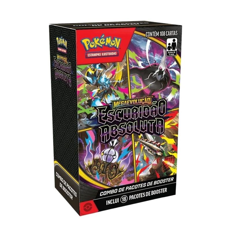 combo de booster pokémon copag escuridão absoluta 18 boosters me05 (mp)