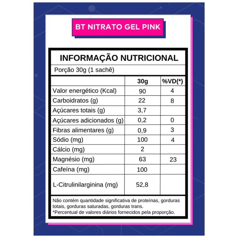 suplemento alimentar em gel dobro bt nitrato sabor pink lemonade 30g