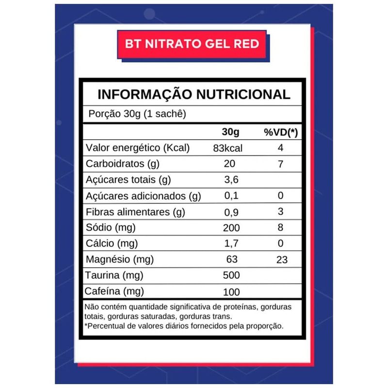 suplemento alimentar em gel dobro bt nitrato sabor redberry 30g