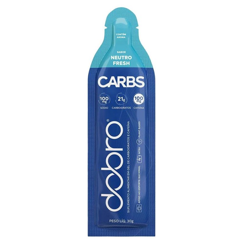 carbs dobro suplemento alimentar em gel de carboidrato com cafeína sabor neutro fresh 30g