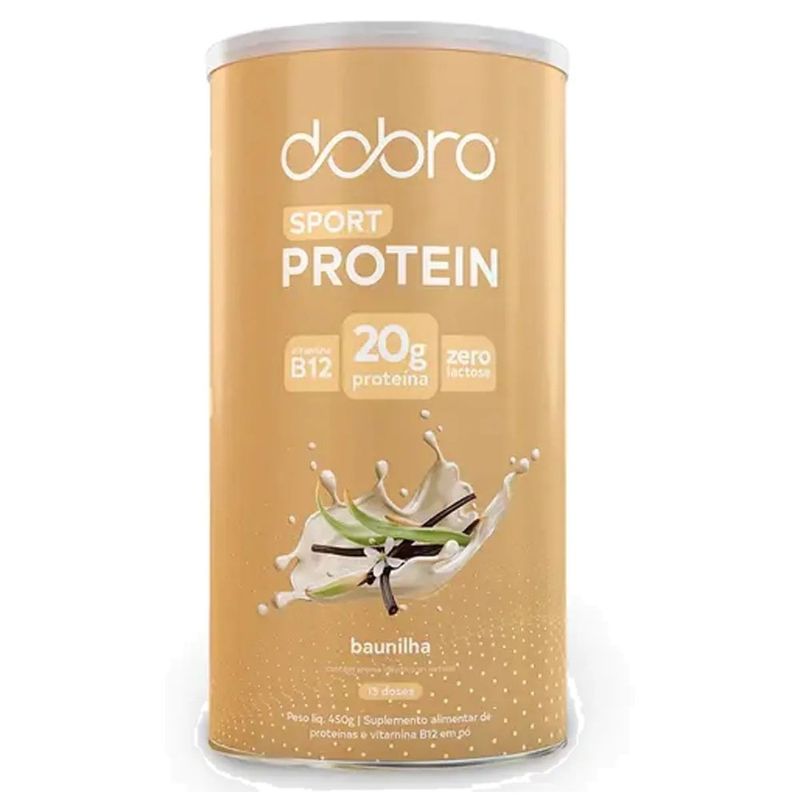 sport protein dobro proteína vegetal em pó sabor baunilha 450g